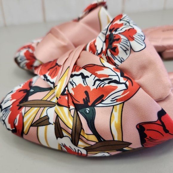 Birdies Preppy Casual The Songbird Floral Slip-On Mules Satin Peach Pink 7 - Picture 7 of 13